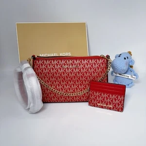 Paquete Michael Kors Rojo Regalo En Caja Xbody Navidad Regalo Bolsa Cartera Conjunto Nuevo con Etiquetas $616 - Imagen 1 de 11