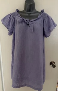 Whistles Lilac Linen Tie Front Off Shoulder Dress Size Small UK 8-10 Loose Fit - Picture 1 of 20