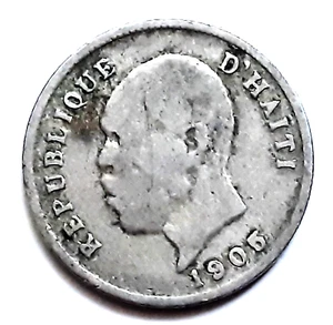 1905 Haiti 5 Centimes Coin - Picture 1 of 3