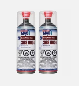 SprayMax 3680034 Matte Black 2K Epoxy Primer Aerosol 13.5 oz each (2 Pack) - Picture 1 of 1