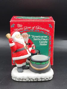 Candelabro vintage de colección 1986 Artmark Streetcorner Santa Claus campana sonora - Imagen 1 de 14