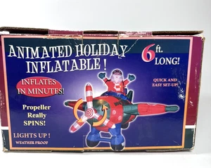 Avión inflable animado de Navidad de Papá Noel piloto con hélice giratoria 6 pies - Imagen 1 de 4