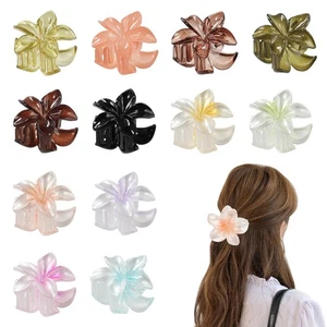 12 Stück Blumenkrallen Clips, süß rosa, weiß, schwarz, lila, gelb, grün  - Bild 1 von 7