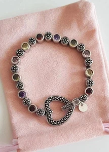 Edles HERZ BETTEL ARMBAND 925 SILBER Charm Zirkonia ARMKETTE Armreif Ring Bead - Bild 1 von 5