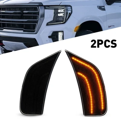 AUXITO 2X Side LED Light Bumper Marker Smoke Amber Lens Fit 2021-2023 GMC Yukon - Image 1 of 4
