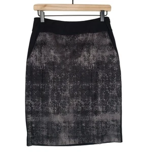 Eileen Fisher Pewter Pencil Skirt Sz XS Black Silver Panel Pockets Zip Career - Picture 1 of 8