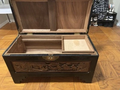 Vintage Chinese Hand Carved 100% Camphor Wood Chest (1900-1940) - Image 1 of 4