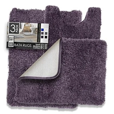  Juegos de alfombras de baño de 3 piezas, alfombra de baño de felpa peluda - antideslizante, máquina  Foto 1 de 4