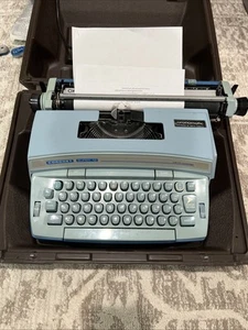 VTG Smith Corona Electric Coronet Super 12 Light Blue Typewriter Case & Ink 6LEF - Picture 1 of 18