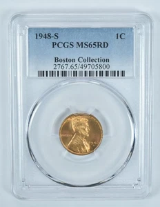 1948-S Lincoln Wheat Cent Boston Collection MS65 RD PCGS Blue Label *0567 - Picture 1 of 5
