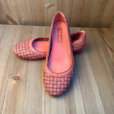 Zapatos planos de ballet Pikolinos para mujer corte láser de cuero sin cordones coral EU 36 US 6 Foto 1 de 4