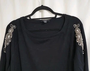 Susan Graver 2XL Top Embellecido Hombro Frío Negro Años 80 Country Bejeweled Boho - Imagen 1 de 10