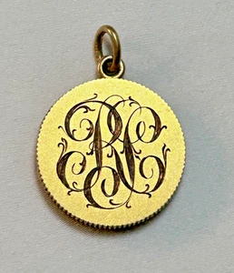 Antiker viktorianischer 14K Gold runder Medaillon Anhänger Schrift Monogramm 7 Gramm - Bild 1 von 5