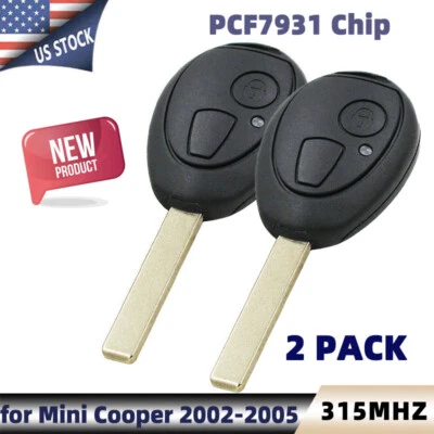 2 para 2002 2003 2004 2005 BMW Mini Cooper mando a distancia llavero 315 MHz código PCF7931AS Foto 1 de 4