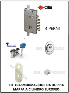 KIT SERRATURA COMPLETO PER PORTA BLINDATA CILINDRO EUROPEO PER CISA 4 PERNI - Imagen 1 de 3