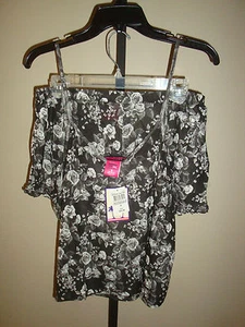 New $52 Bottoms Out Gal Women's 2 Pc Set Cami & Short Black Rose Floral Sz S - Picture 1 of 5