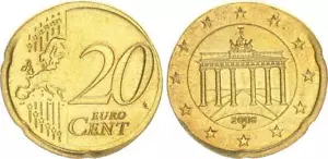 Deutschland Fehlprägung 20 Cent auf 10 Cent Rohling 2008 F 64739 - Bild 1 von 1