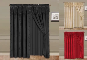 8PC SET WINDOW CURTAINS PRINTED FLOWERA PANELS DRAPE LIGHTFILTERING W/ TIE BACK - Picture 1 of 17