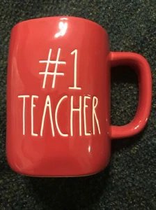RAE DUNN NEW #1 TEACHER RED MUG - Picture 1 of 3