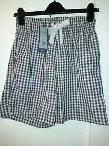 New Mens Charcoal Mix Grey Elasticated Waist Checked Shorts Size Small - Picture 1 of 5