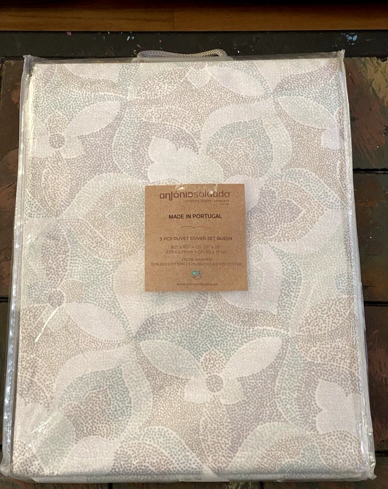 Juego de funda nórdica Antonio Salgado Luxury Portugal azul gris mezcla de algodón REINA 3 piezas Foto 1 de 4