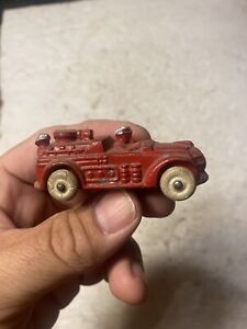 Vintage Antique Barclay ? Slush Metal Toy 2.75"  Firetruck Fire Truck Engine #10