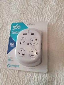 Revolve 360 Electrical Surge Protector Two 2.4A USB Ports and Rotating Outlets - Picture 1 of 12
