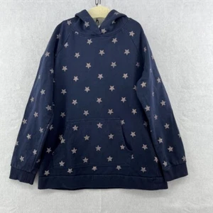 H&M Basic Girl's Navy Glitter Stars Hoodie Size 6-8Y - Picture 1 of 7