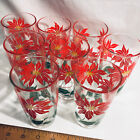 8 Vintage Anchor Hocking Poinsettia Glasses Tumblers Set Flower NOS New in Box