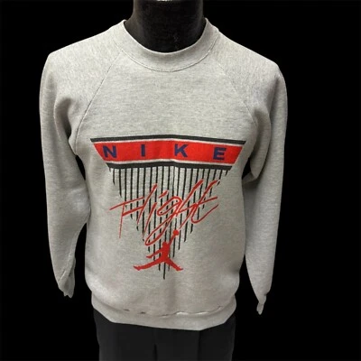 80 90’s HEATHER NIKE FLIGHT Air Jordan 50/50 Basketball RAGLAN Sweatshirt USA L - Image 1 of 4