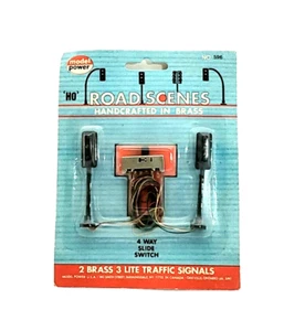 Model Power Road Scenes #599 2 Brass 3 Lite Traffic Signals Hand Crated In Brass - Picture 1 of 2