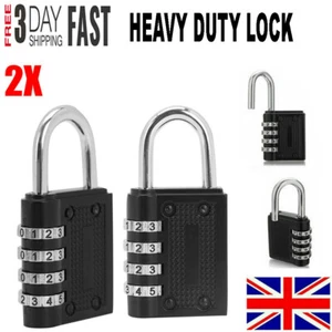 2X Combination Padlock Combi Code Number Security 4-Digit Lock Locker Luggage - Picture 1 of 1