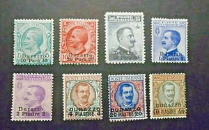 ITALIA, ITALY,1909-11 LEVANTE "F d'italia SVR DURAZZO " 8V.Cpl SET MNH** /VLH* - Imagen 1 de 2