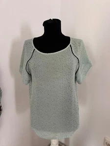 French Connection S Büro Hellblau Bluse Kurzarm Punkte - Bild 1 von 5