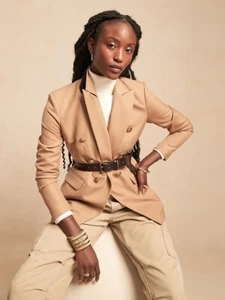 Banana Republic Double Breasted Blazer  0  | Iced Latte Beige Jacket #746798 NEW - Picture 1 of 6