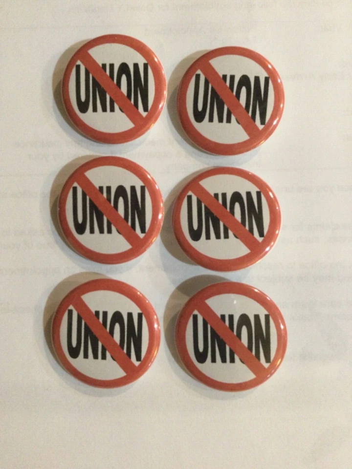 No Union Button - Anti Union - Union Free - Set of Six - Image 1 of 1
