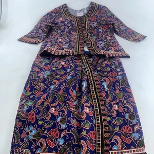 Women's Maxi Skirt and Top Multicolor Batik Long Pencil Skirt Slit HomeMade - Picture 1 of 15