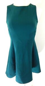 Topshop Petite Women's 6P Dress Flippy Sleeveless Seam Detail Green Mini EUC