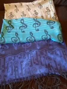 Women's 72 X 27 Blue Gray multicolored musical Shawl Wrap by Aim gifts - Picture 1 of 4
