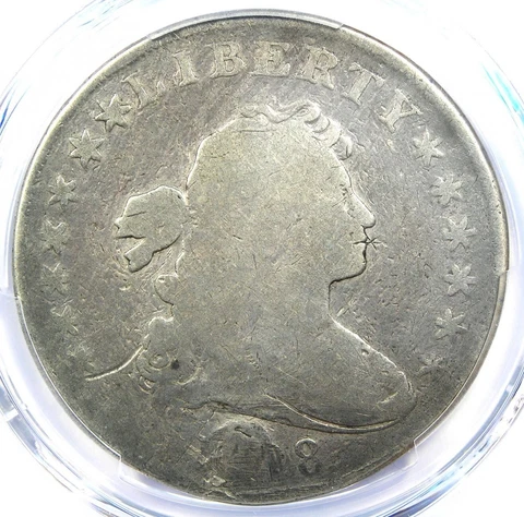 1798 Draped Bust Silver Dollar $1 Coin - Certified PCGS Good Detail - Rare Coin Cover