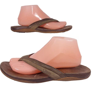 Chaco Flip Flops Sandals Womens 8M Brown Tan Neutral Distressed Thong - Picture 1 of 12