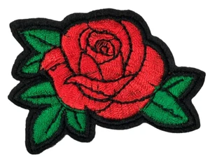 Patch Sew On Iron On Embroidered Clothing Hats Jackets Coat  ROSE FLOWER A144 - Picture 1 of 3
