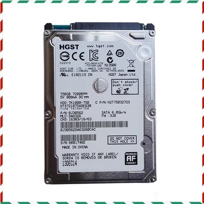 HGST 750GB HTS721075A9E630 7200RPM 32MB SATA 2.5" Laptop HDD Hard Drive - Image 1 of 3