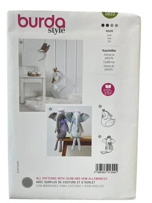 Burda Style 5833 Cuddly Toy Sewing Pattern Animal Plush - Image 1 of 2