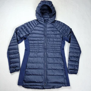 Quitte Puffer Jacke Damen mittelblau leichte Daunen packbar lang Gorpcore - Bild 1 von 17