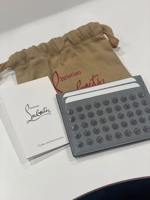 Christian Louboutin Authentic Card Wallet Pass Case Studs Gray Unused w/Dust bag - Image 1 of 4