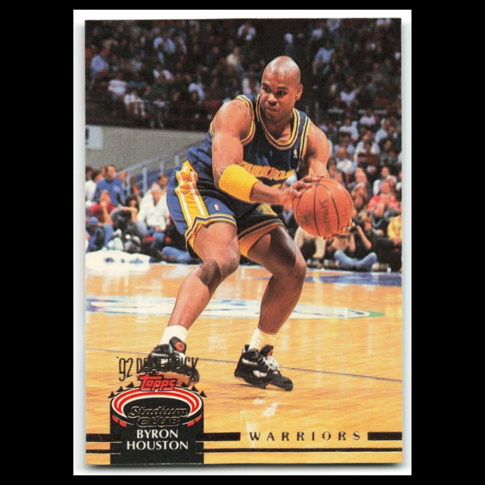 Byron Houston Rookie #350 1992 Topps Stadium Club Golden State Warriors Card NBA - Image 1 of 3