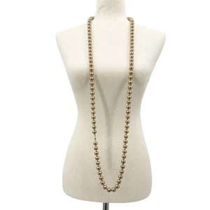 collana perline bronzo chiaro filo lungo vintage bigiotteria - Foto 1 di 7