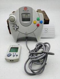 Sega Dreamcast Official White Controller HKT-7700 w/ VMU Memory Card READ DESC