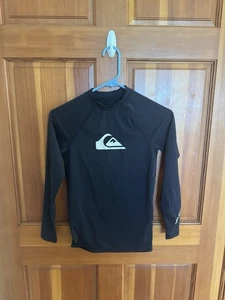 (2)Quiksilver Youth Rash Guard Size L 14 Boys Long Sleeve Surf Swim Shirt UPF 50 - Picture 1 of 4